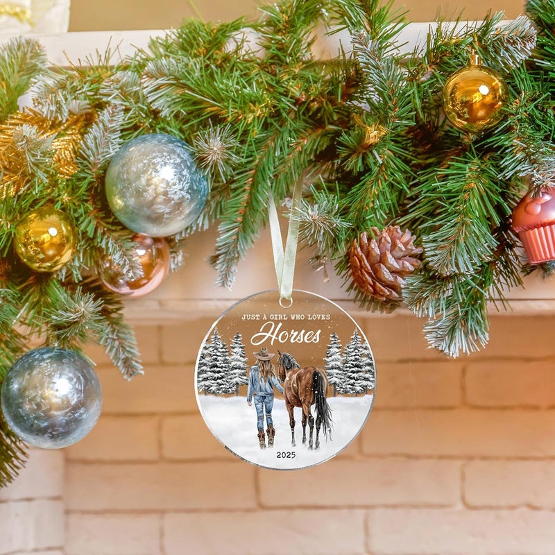 TEEBIM Horse Ornaments for Christmas Tree - Horse Ornament 2025 - Horses Gifts for Girls, Lovers - Horses Equestrian Horseback Racing Riding Christmas Ornaments - Acrylic Ornament - Image 5